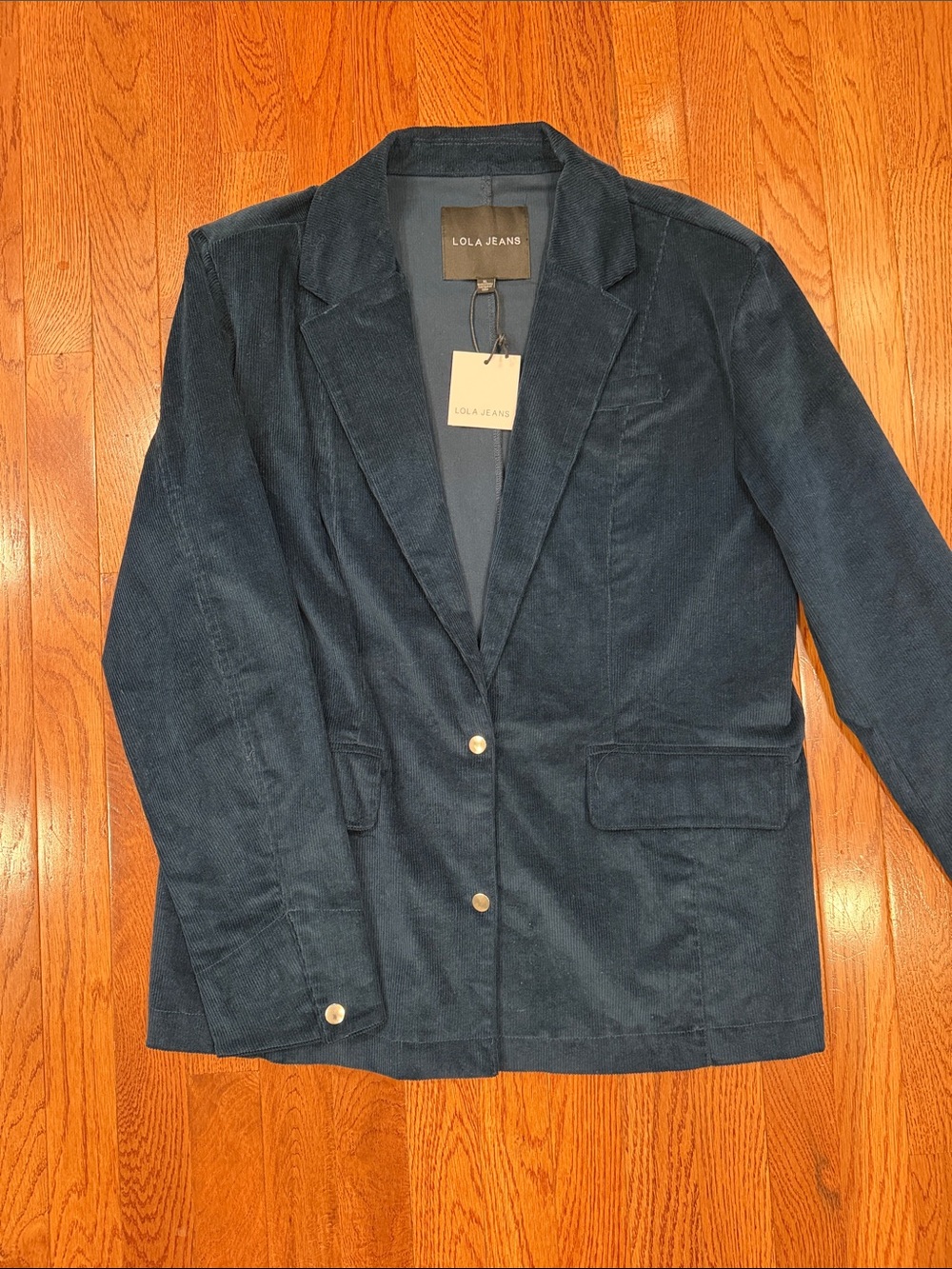 Lola Jeans Women's Navy Corduroy Blazer